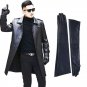 30cm40cm50cm60cm Men's Genuine Black leather Long Evening Gloves Driving Gloves