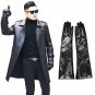 30cm40cm50cm60cm Men's Genuine Black Shiny leather Long Evening Driving Gloves