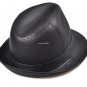 Men's Real Leather Black Brown Bucket Cap/ Fedora hat /Gentleman Hat *4Color