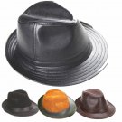 New Men's 100% Real Cowhide Leather Black Bucket Cap/ Fedora hat /Gentleman Hat