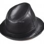 New Men's 100% Real Cowhide Leather Black Bucket Cap/ Fedora hat /Gentleman Hat