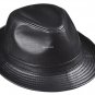 New Men's 100% Real Cowhide Leather Black Bucket Cap/ Fedora hat /Gentleman Hat