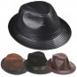 Men's Sheep/Cowhide Leather Black Brown Top Cap/ Fedora Hat/Leather Trilby