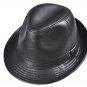 Men's Sheep/Cowhide Leather Black Brown Top Cap/ Fedora Hat/Leather Trilby