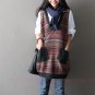 Women Casual V-Neck Stitching Sweater Vest