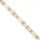 oval cut Opal Diamond 14K yellow gold link bracelet