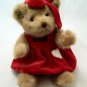 Jerry Elsner Teddy Bear Plush Tan Removable Red Dress 11" Posable