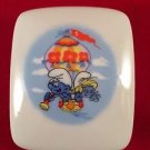 SMURFS Ceramic Trinket Jewelry Box 1982 PEYO Wallace Berrie Hot Air Balloon