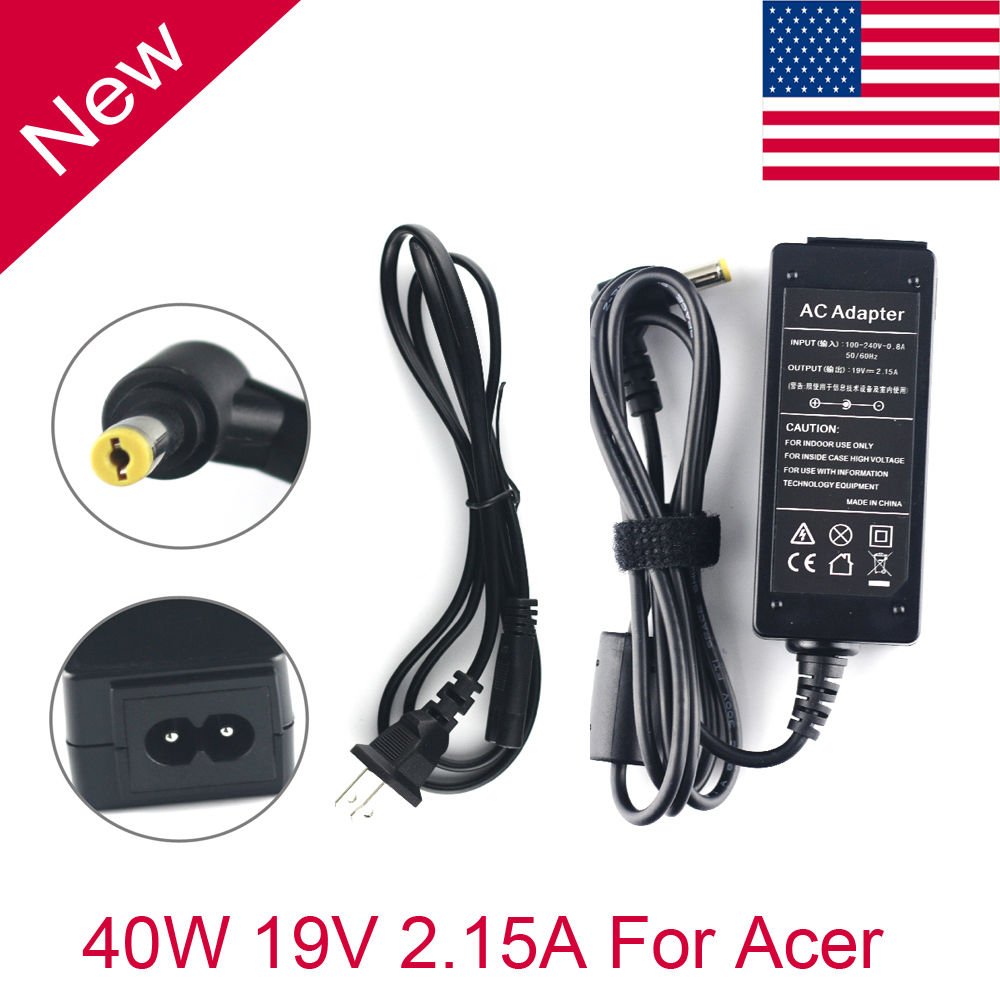 19V 2.15A 40W AC Adapter Laptop Charger Power Supply Cord for Acer Aspire One