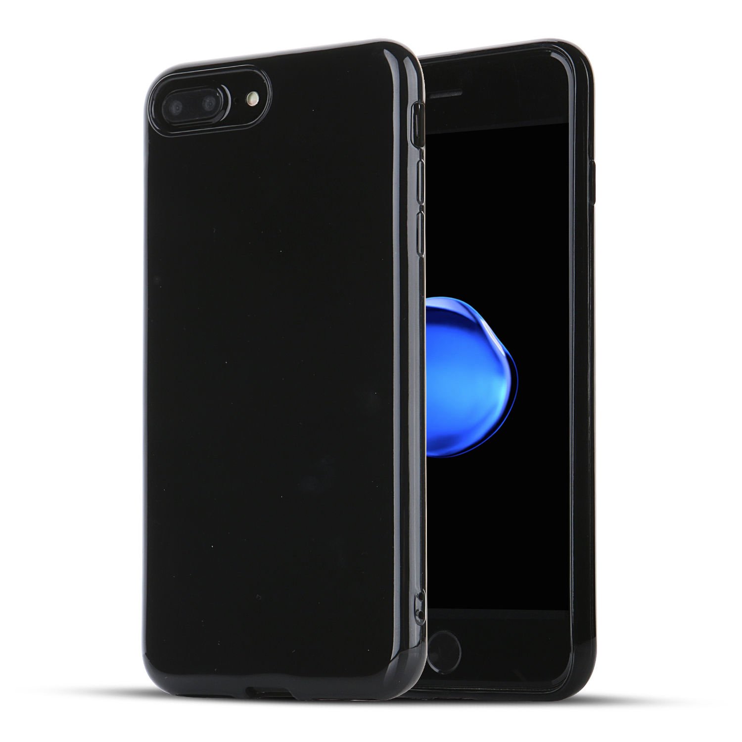 20 CENTS!! iPhone 7 Plus Case Jet Black Rubber Shockproof Protective Glossy Thin Fit Shamos