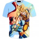 Powerful Fighter Goku Beats Superman 3D Blue T-Shirt