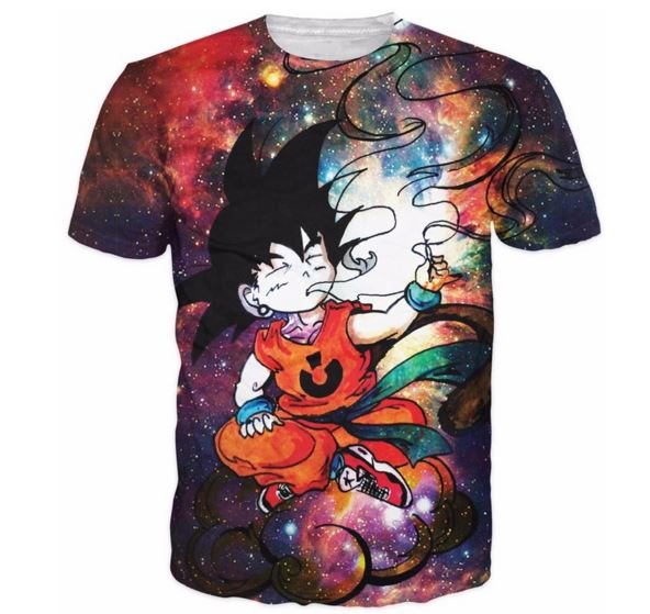 Smoking Kid Goky Outer Space Galaxy 3D Dope T-Shirt