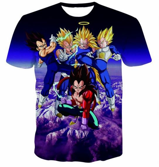 Prince Vegeta All Forms Super Saiyan Transformation 3D T-Shirt