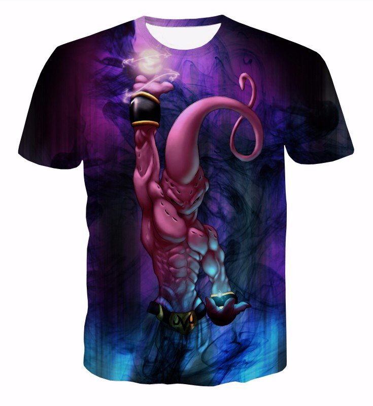 Kid Buu Spirit Ball Destruction Dark 3D Blue T-Shirt