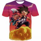 Kid Goku & Chichi Flying on Golden Cloud 3D T-Shirt