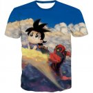 Flying Nimbus Cloud Kid Goku and  Deadpool Funny T-Shirt