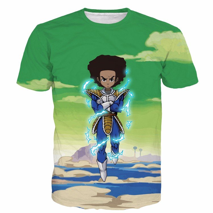 The Boondocks Huey Freeman Wearing Saiyan Armor Rap 3D T-Shirt