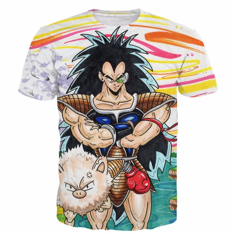 Raditz Funny Illustration Scouter Armour Colorful DBZ Cool 3D T-Shirt