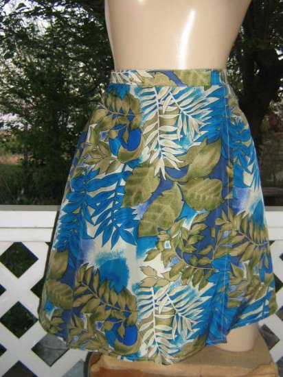 Luxe Silk Vintage 70s hawaiian Skort Mini Skirt Shorts Sarong S M