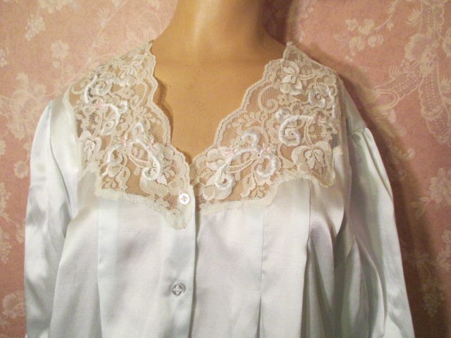 Sara Beth Vintage Nightgown Satin Flannel Back Cuddleskin Long M L