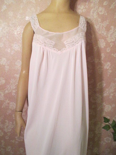 Vintage Nightgown Peignoir Robe Set LONG Tall Sheer Pink Double Chiffon ...