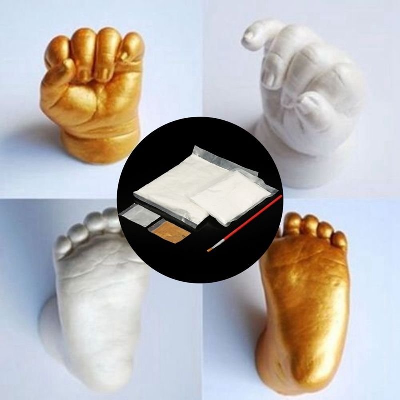3D Plaster Handprints Footprints Baby Hand & Foot Casting + golden dye+brush