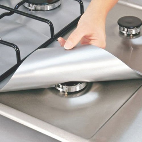 4PCSR eusable Aluminum Foil Gas Stove Cover Clean Perfect Kitchen