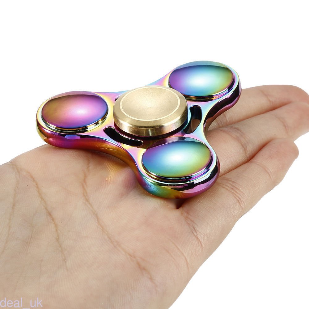 Rainbow EDC Hand Spinner Tri Fidget Focus Desk Toys Stocking Stuffer Kids/Adult