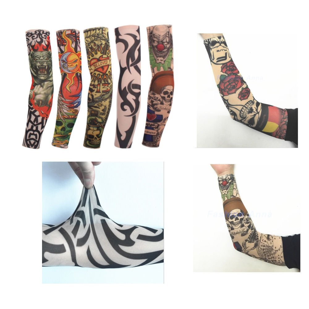 12 Stretchy Temporary Tattoo Sleeves Bikesmiles Style Sleeve Cosplay Tatoo Tato