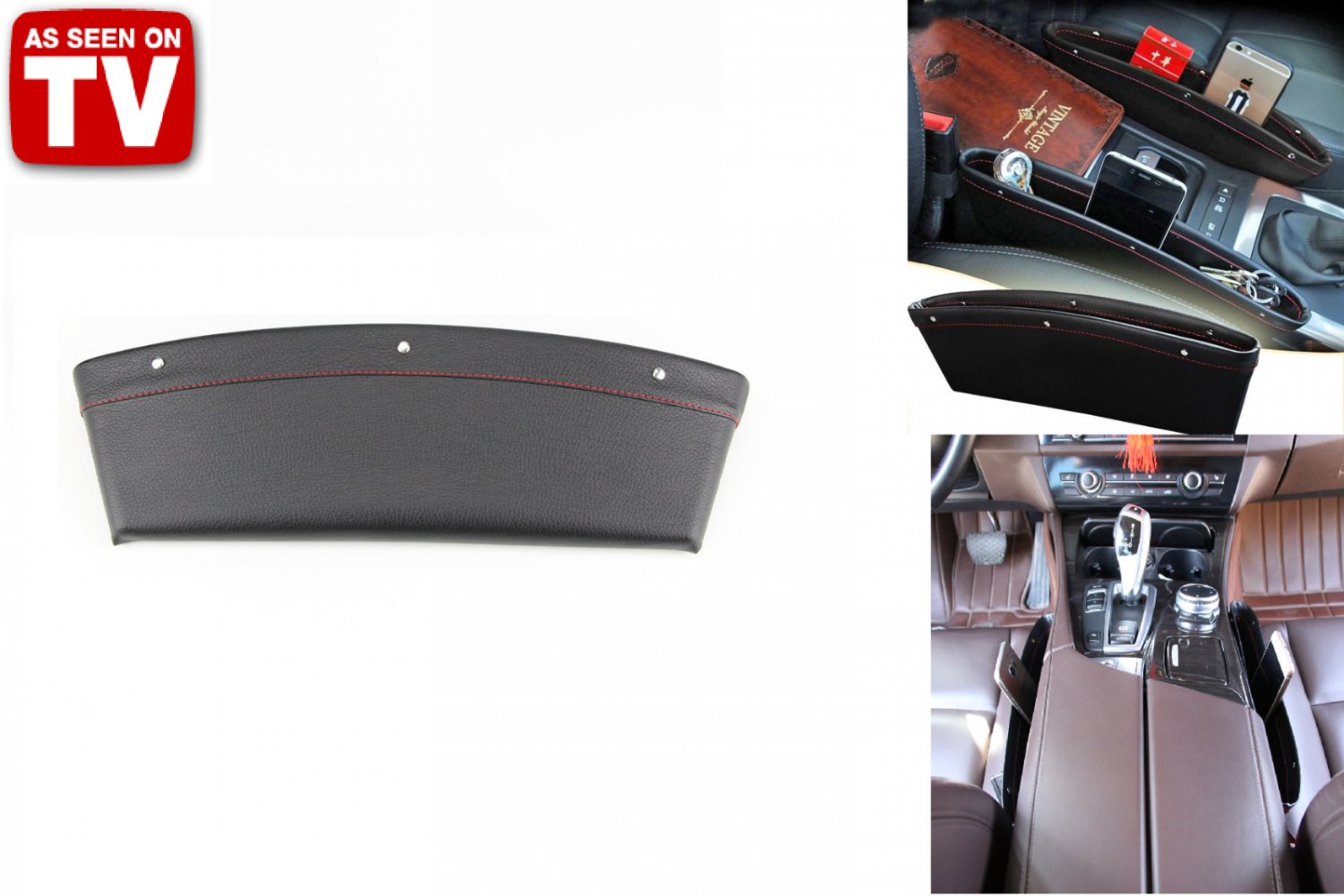 2PCS Black Car iPocket - PU Leather Car Seat Gap Pocket