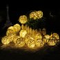 2M Rattan Ball LED String Light Warm White Fairy Light Holiday For Christmas