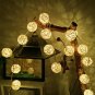 2M Rattan Ball LED String Light Warm White Fairy Light Holiday For Christmas