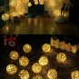 2M Rattan Ball LED String Light Warm White Fairy Light Holiday For Christmas