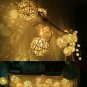 2M Rattan Ball LED String Light Warm White Fairy Light Holiday For Christmas