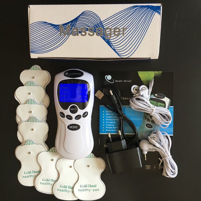 Massager Pulse Dual Output 2 in 8 EMS Tens Therapy Machine Unit Body Slimming