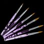 6 PCS Acrylic Kolinsky Sable Nail Art Flat Brush Design Dotting Painting Crystal