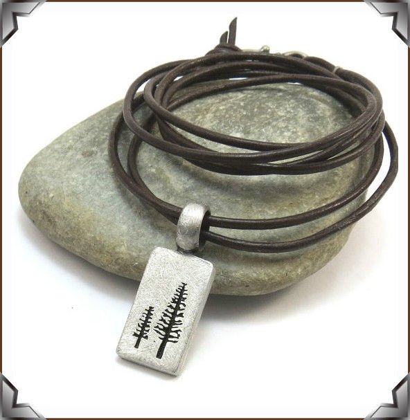 Most Popular Hot Pine Tree menpunk Modern Silver Tree Pendant Necklace handmade