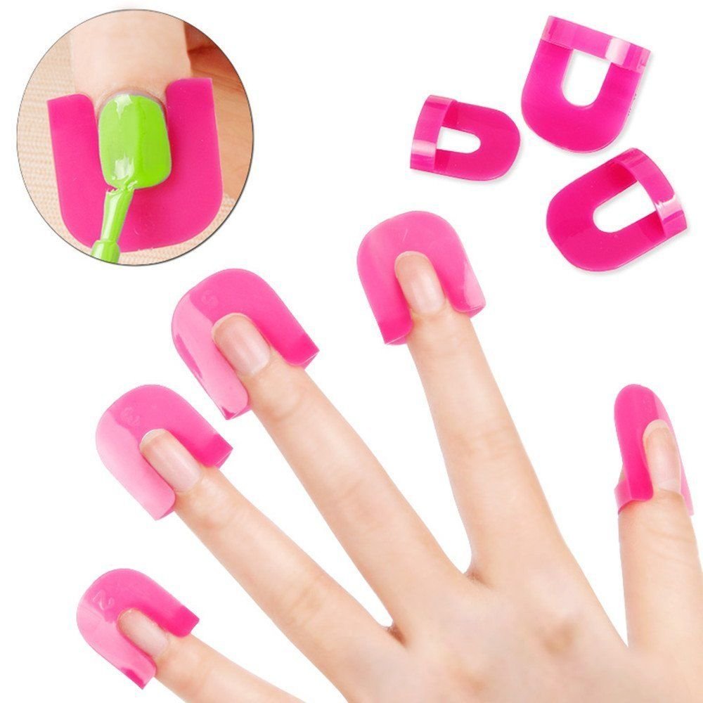 Yueton 26pcs Reusable Soft Plastic Nail Polish Stencil 10 Sizes Protector nail