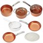 Copper Chef 9Pc Cookware Set Round Kitchenware Lids Pans Non-Stick Induction NEW