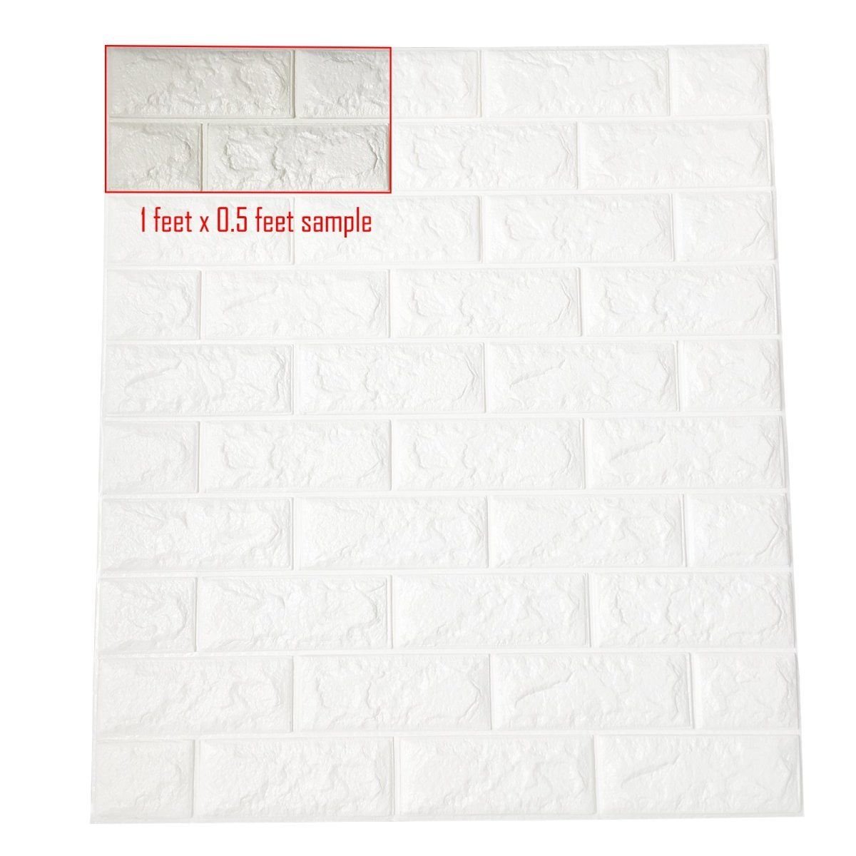 Peel and Stick 3D Wall Panels Wall Decor, White Brick Wallpaper 1Ft x 0