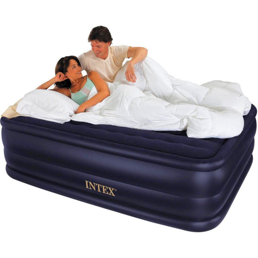 Intex Queen Size 22 Airbed Mattress Built In Electric Pump Raised Bed