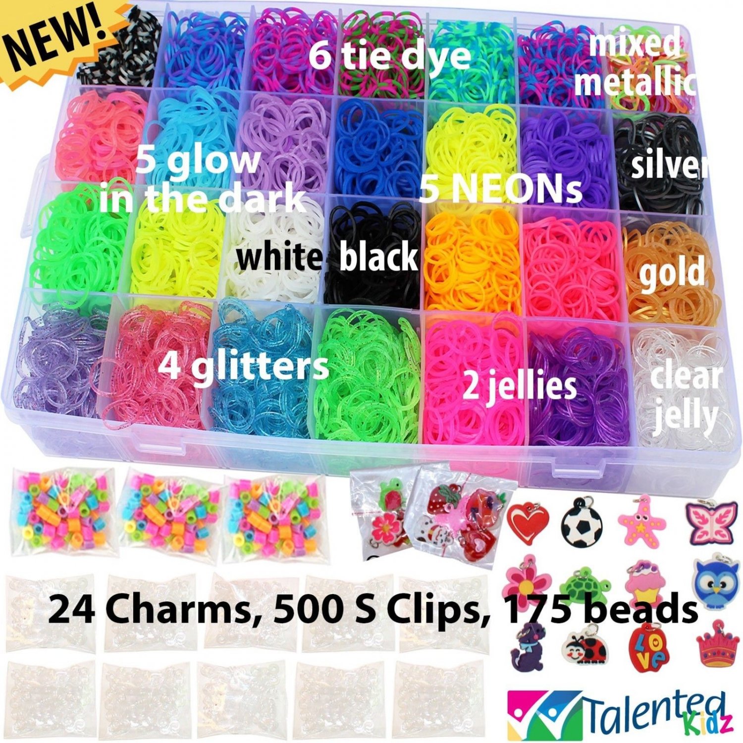 11,000pc Original Rainbow Rubber Bands Loom Bundle Talented Kidz