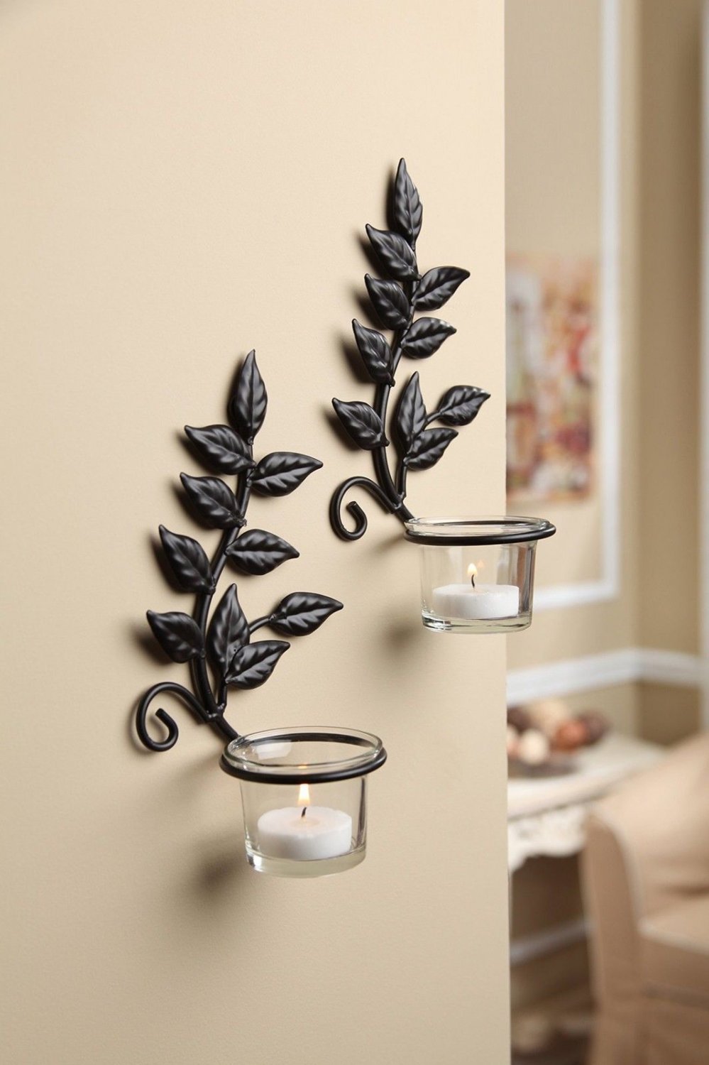 Iron Wall Sconce Includes Clear Glass Cups Votive Candle Gardens. Hand made