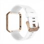 Silicone Replacement Band White Strap with Rose Gold Frame Fit bit Blaze Small