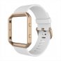 Silicone Replacement Band White Strap with Rose Gold Frame Fit bit Blaze Small