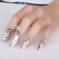 Open-end Silver Ring Rhinestone Flower Nail Ring