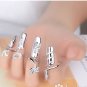 Open-end Silver Ring Rhinestone Flower Nail Ring