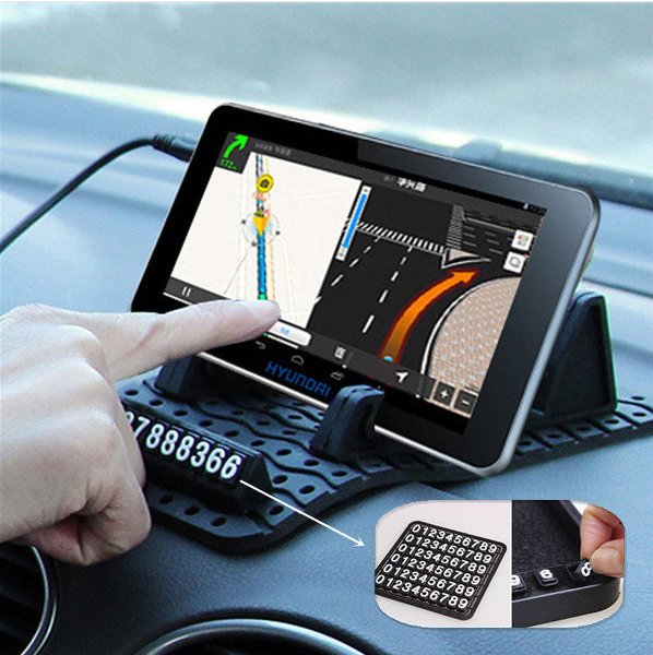 Car Dual Slots DIY Number Anti-skid Dashboard Pad Mat Holder Mount For Smartphon