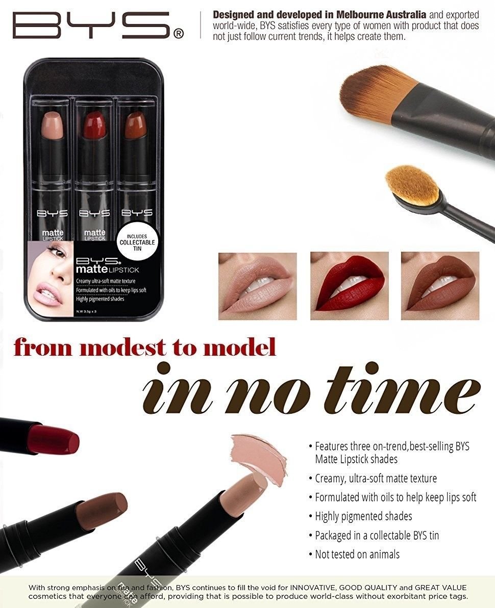 3 Shade Matte Lipstick kit with Travel Case, Nudes Lipsticks Trio christmas gift