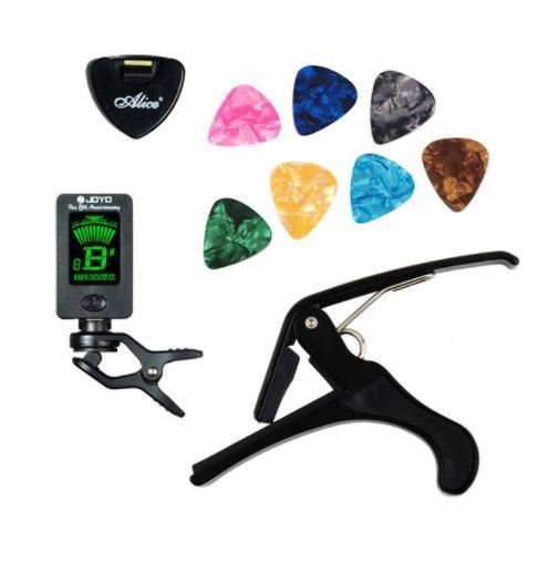 Black Quick Change Acoustic Electric Guitar Capo + Digital Tuner + 7Picks +1pick